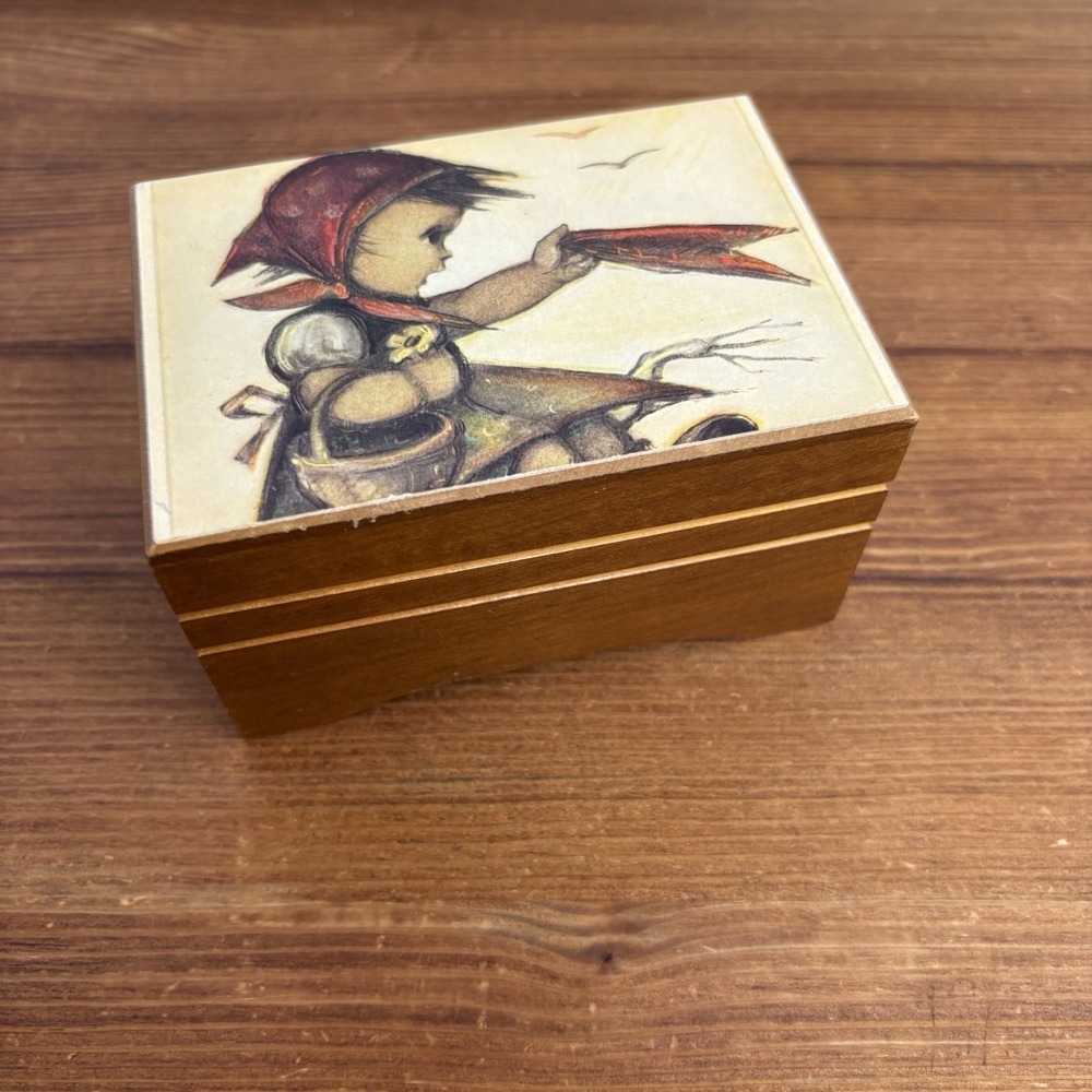 Vintage Hummel Reuge Swiss Music Box Edelweiss Wind Up Wooden Music Box